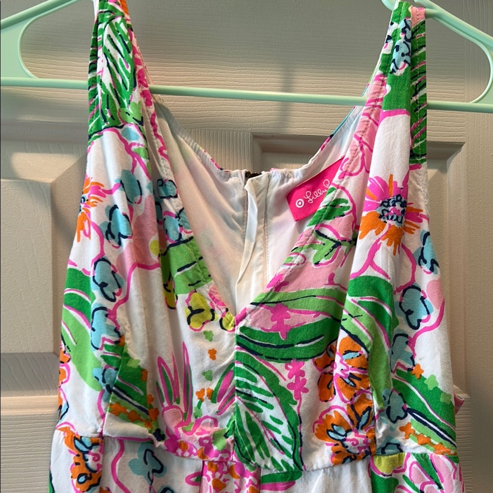 Lilly Pulitzer Tropical Pink and Green baby doll style tank shirt - Picture 3 of 14